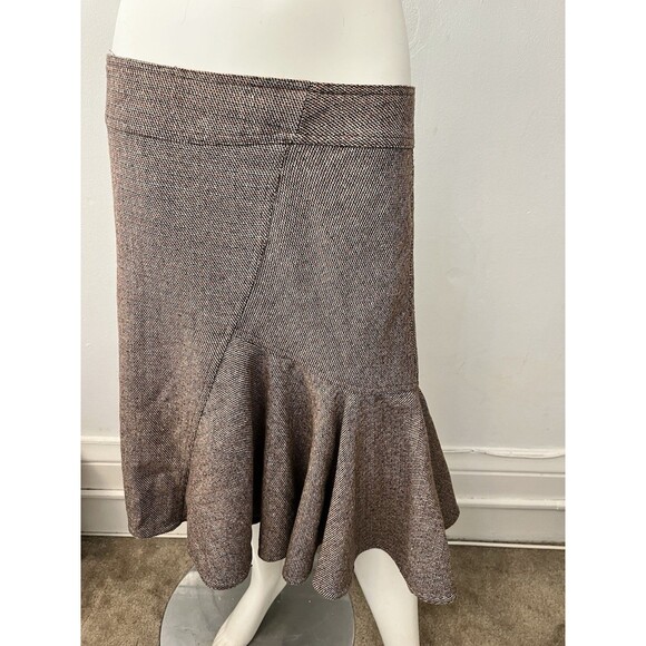 Vintage 90s Necessary Objects brown Chevron pleated flared A Line Midi Skirt Med - Picture 1 of 5